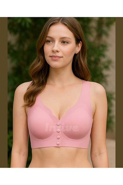 İntive Lingerie Elise Imported Ribbed Front Snap Button Openable Premium Quality Seamless Laser Cut Bralet