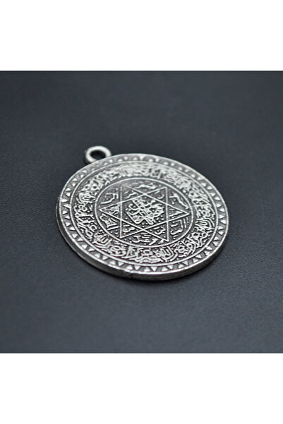 Bu Farklı Hz Süleyman Tılsım Mührü Kolye Ucu - Gümüş ( Silver ) Renk