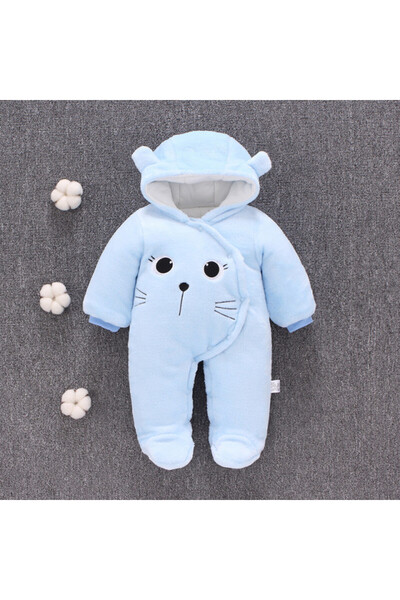 Superbaby Blue plush jumpsuit - Kitty