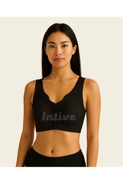 İntive Lingerie Elise Imported Ribbed Front Snap Button Openable Premium Quality Seamless Laser Cut Bralet