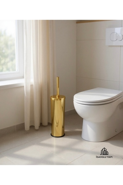 İSAOĞLU YAPI Gold Toilet Brush Gold Toilet Brush Metal Gold Bathroom Brush