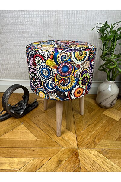 decosense Retro Gürgen Ahşap Puf Bench Tabure Koltuk