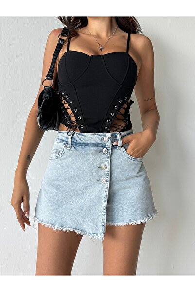 Butik İP ASKILI KORSE KADIN BÜSTİYER CROP