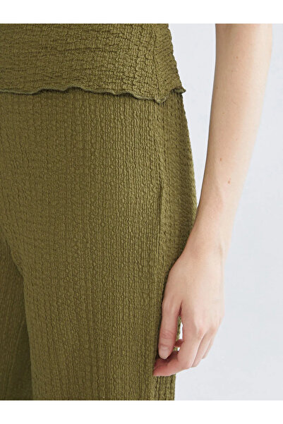 LC Waikiki Xsidekhaki Women's Textured Pants with Elastic Waist