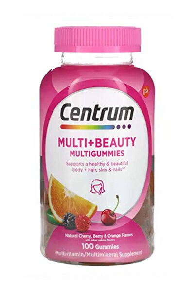 Centrum حلوى متعددة الجمال بنكهة الكرز والتوت الطبيعي والبرتقال، 100 حلوى