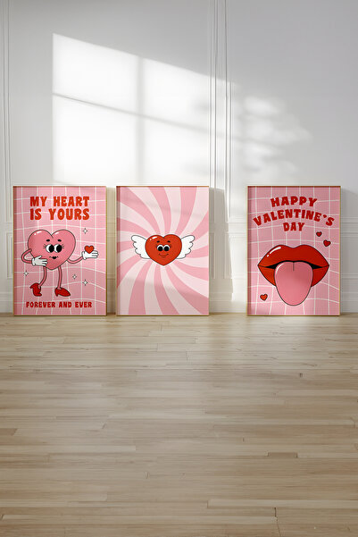 Home 3'lü Retro Aşk Üçlüsü, Genç Odası Dekoru, Oturma Odası Dekoru, Çerçevesi...