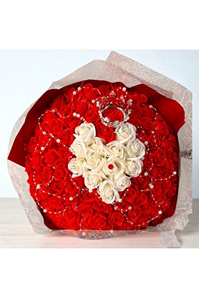 velve Buchet Royal Red cu 101 trandafiri de sapun si accesorii decorative, 40...