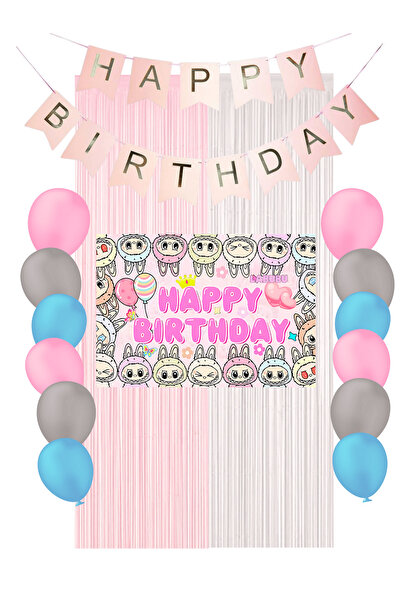 HAPPYLOOPPARTY لابوبو لوازم حفلات أعياد الميلاد مجموعة زينة ميكسسي بلس