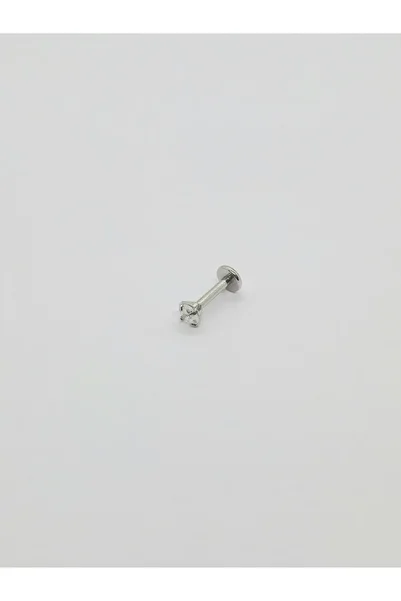 Set Stainless Steel Zircon Stone (6 mm) Lip Labret Tragus Helix Piercing (Thickness: 1.2mm) (Stone: 3mm)