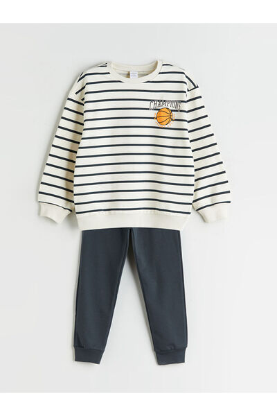 LC Waikiki Quality Parts from Çelebi Store |   Crew Neck Striped Boys' Sweatshirt and Pants 2-Piece Set…