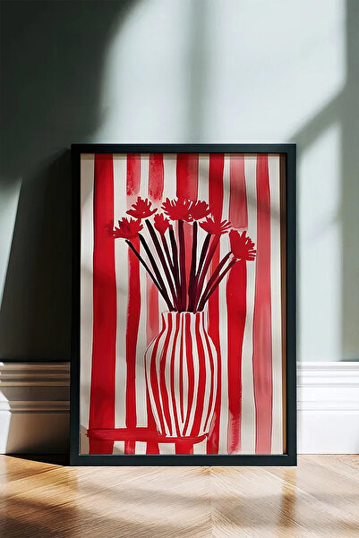 Cadran Çiçek Vazo tasarımlı Çerçeve Görünümlü Mdf Tablo