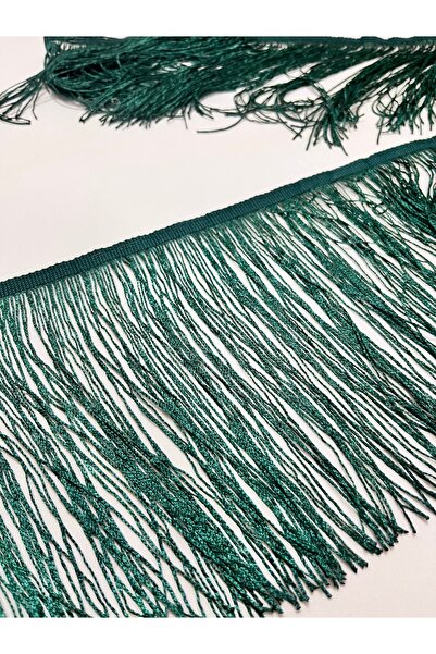 ELİTSEK Püskül saçak dekoratif şerit 20 cm zümrüt yeşili 1 metre
