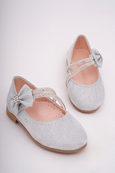 Cappale Pantofi de balerină pentru copii cu sclipici argintiu