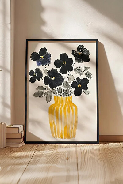 Cadran Çiçek Vazo tasarımlı Çerçeve Görünümlü Mdf Tablo