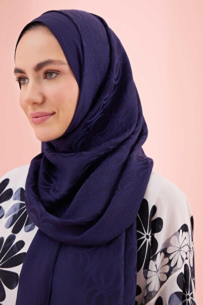Imannoor Βαμβακερό σάλι Bambunoor Navy Blue Naia 70x210