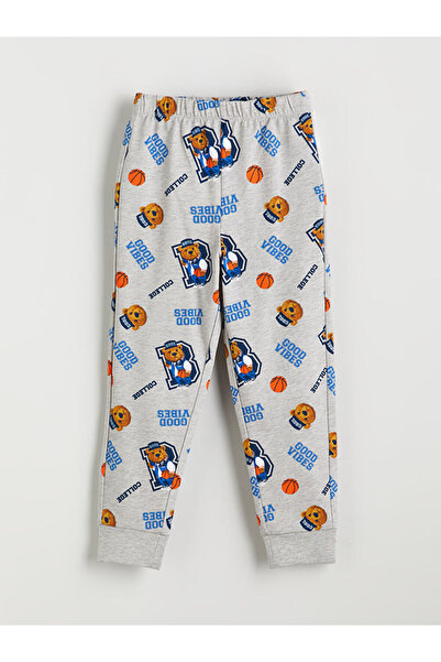 LC Waikiki Mavi Bisiklet Yaka Ayı Teddy Baskılı Erkek Çocuk Pijama Takımı