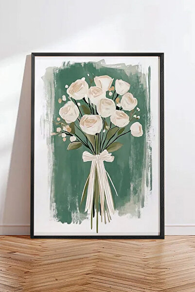 Cadran Çiçek Vazo tasarımlı Çerçeve Görünümlü Mdf Tablo