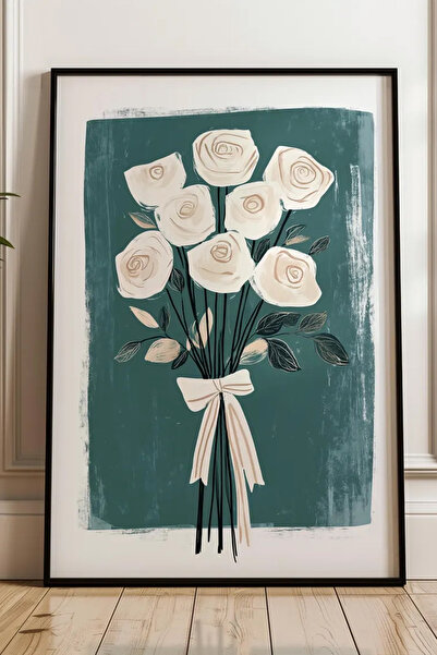 Cadran Çiçek Vazo tasarımlı Çerçeve Görünümlü Mdf Tablo