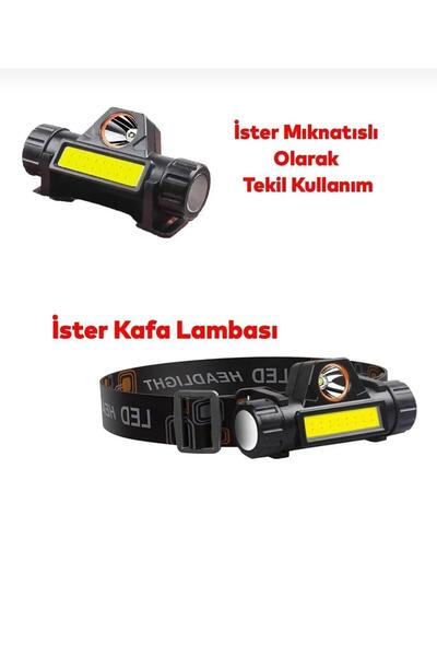 KTR TECH Kafa Feneri Şarjlı Mıknatıslı Lityum Lion Pilli 1200 Lümen Led Kafa Lambası Çalışma Lambası ktr tech