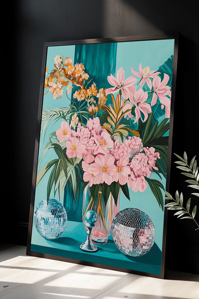 Cadran Çiçek Vazo tasarımlı Çerçeve Görünümlü Mdf Tablo