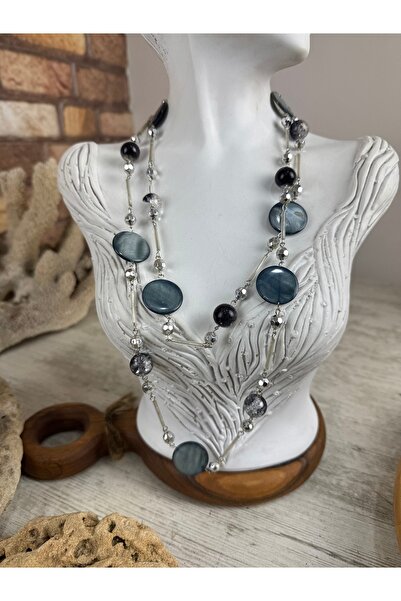 SEDEF TAKI Füme taşlı uzun kolye