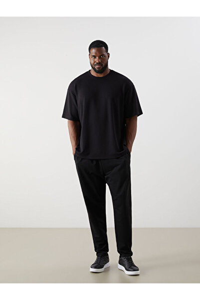 LC Waikiki Μαύρο ανδρικό παντελόνι φόρμας μεγάλου μεγέθους Standard Fit