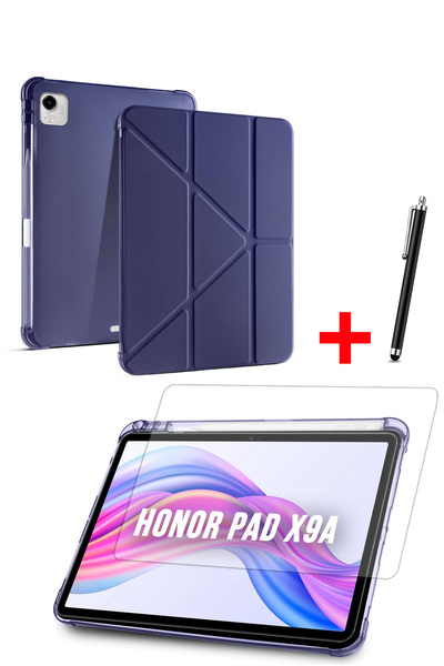 Nezih Case Honor Pad X9A Compatible Trifolding Silicone Case with Pen Compartment Screen Protector and Pen Set