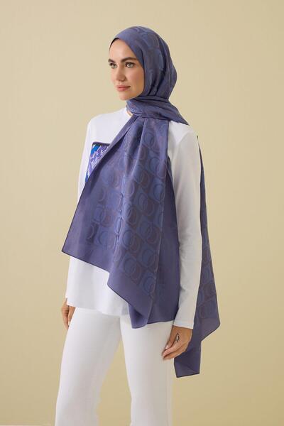 Imannoor Checkerboard Pattern Lavender Naia Cotton Shawl 70X200