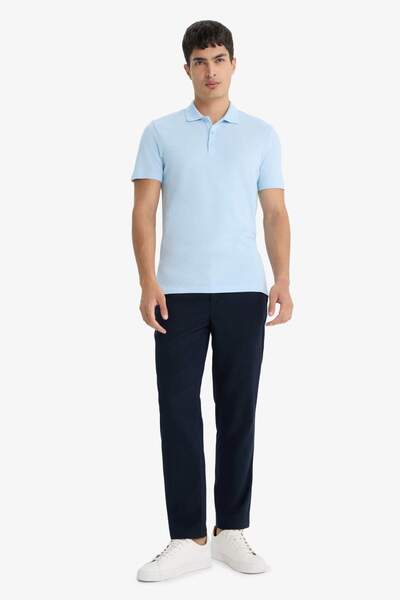 DeFacto Slim Fit Slim Fit Polo Collar Short Sleeve Cotton Modal Blended Basic Plain T-Shirt M6609Az25Sp