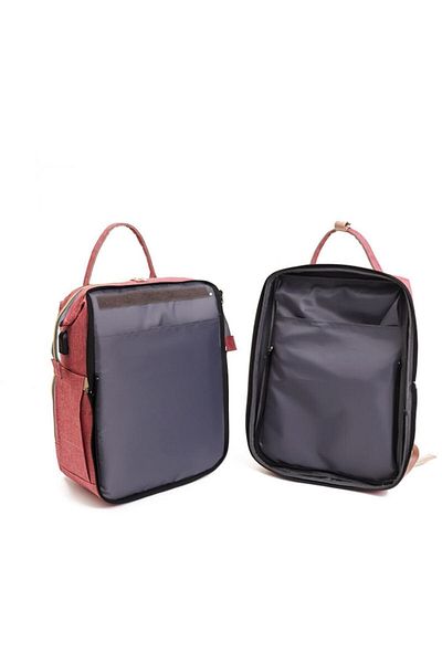 Mixbo Rucsac multifuncțional cu pătuț pliabil Mixbo, 7 buzunare, 43 x 32 x 23 cm, roz/gri
