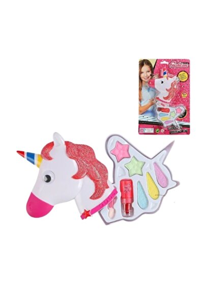 Mixbo Set de machiaj Unicorn pentru copii cu farduri de pleoape, ruj mini, bureți, multicolor