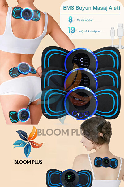 bloomplus Düşük Dereceli 19 Seviye 8 Modlu Masaj Aleti Kelebek Tens Darbeli Rahatlatıcı Massage Tool 1 Adet