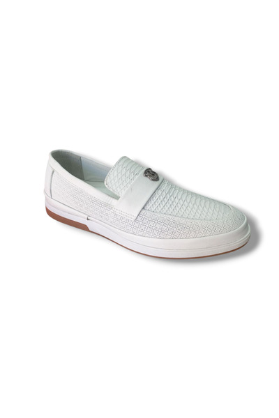 Growish Gre0165 Genuine Leather Handmade Special Production B Buckle Thermoactive Sole White Loafer Shoes