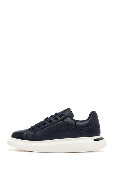 Derimod Men's Navy Blue Lace-Up Thick Sole Leather Sneaker 25Wfd690318