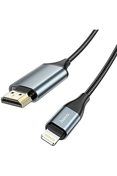 Hoco Lightning to HDMI Cable, Supports HD 1080p Output, Plug & Play, Compatible with iPhone, Length: