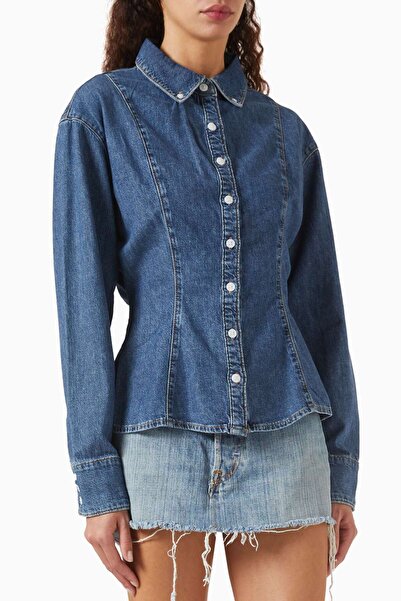 EB Denim قميص Blue Rose - دينم - تصميم كلاسيكي وحديث، صورة ظلية مناسبة وزر أمامي