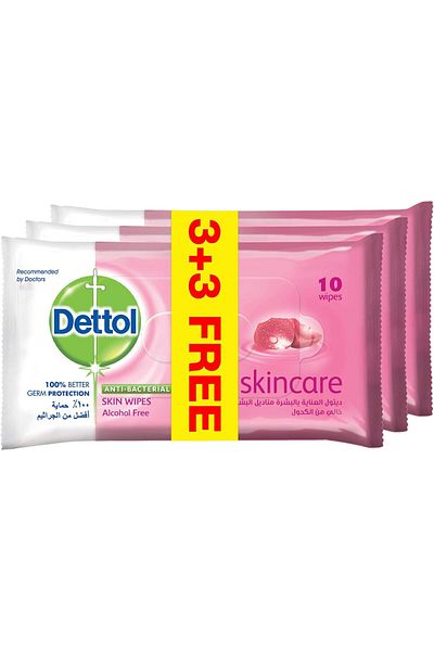 Dettol Antibacterial Wipes - Skincare, 6 x 10 Wipes