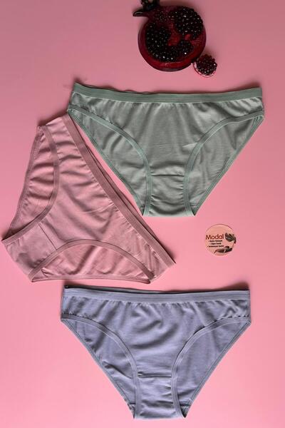 Elosia Modal Fabric |   3-Piece Pink, Blue and Green Color Women's Panties 51E13
