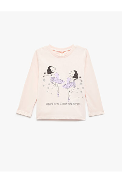 Koton Μακρυμάνικο μπλουζάκι με λαιμόκοψη από βαμβάκι