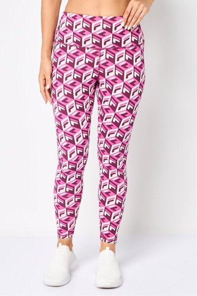 FILA بنطال رياضي نسائي ضيق للتدريب بشعار العلامة التجارية، متعدد الألوان