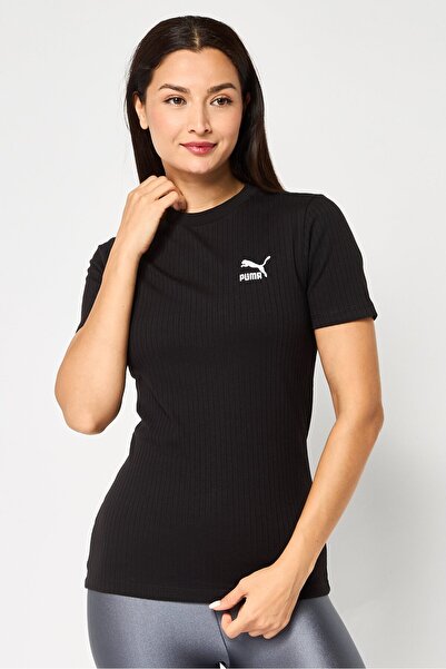 Puma Women Slim Fit Embroidered Logo Outdoor T-Shirt, Black
