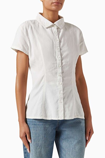 EB Denim Rosie Blouse - White - Stylish Design with Linen Blend Fabric
