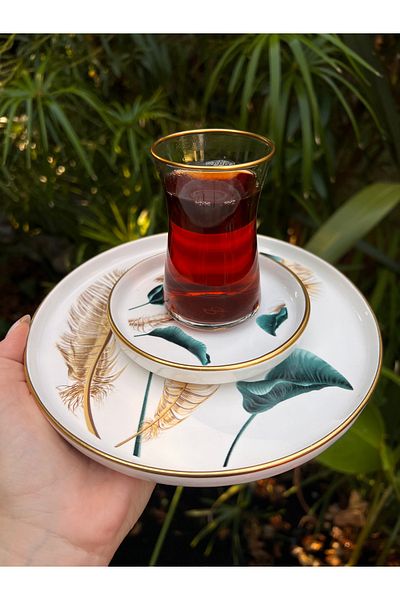 MAMALİZA 18 Piece Ceramic Breakfast Set – Tea Cup 130 Ml, Cake Plate 19 cm