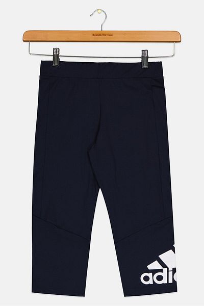 adidas Kids Girl Brand Logo Training Leggings, Navy