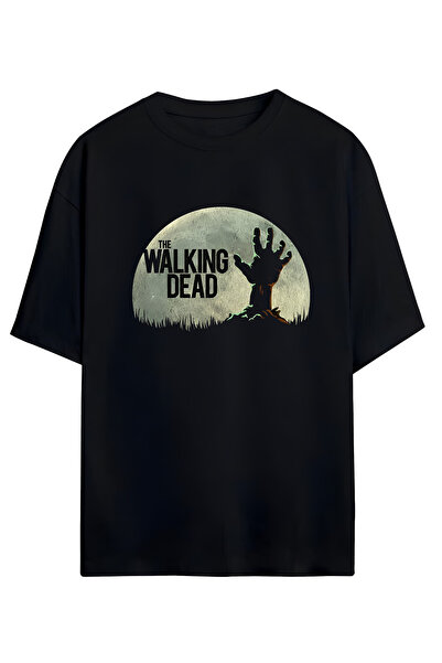 MAGORS Tricou supradimensionat din bumbac The Walking Dead, cu imprimeu de în...