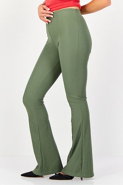 Reserved Women Regular Fit Textured Palazzo Pants, Army Green