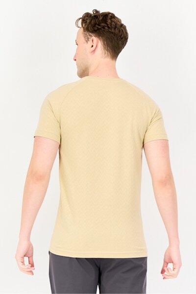 Puma Men Slim Fit Short Sleeves Embroidered Logo Outdoor T-Shirt, Tan