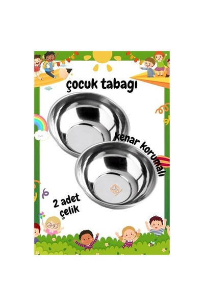 SepetBudur Modacar Deep Children's Plate Safe Edged Steel 2 Pcs 16 cm