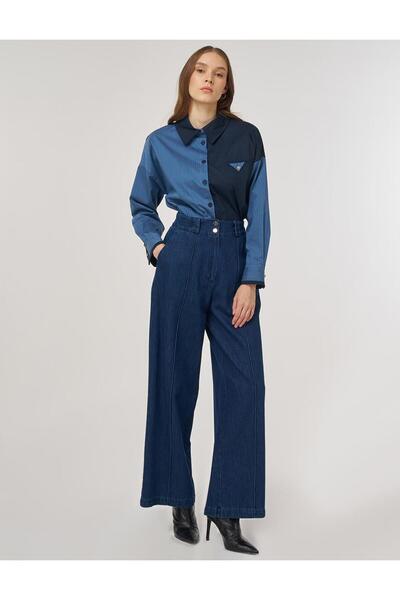 Kayra Marine Fit Denim Trousers Navy Blue