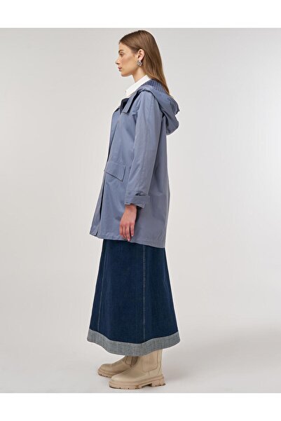 KYR Kapüşonlu Kısa Trençkot Antrasit